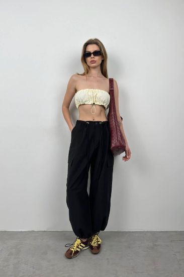 Lastik Detay Straplez Crop resmi
